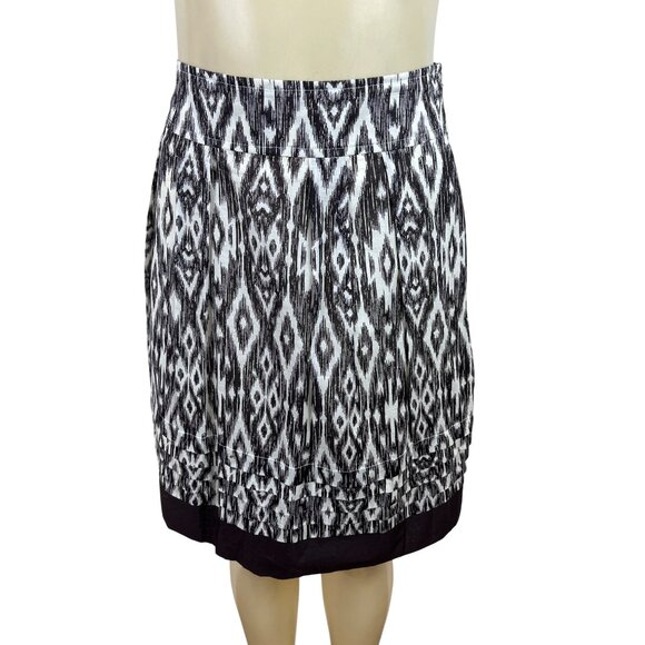 Ann Taylor Womens Brown & White Ikat Patterned Cotton Skirt Size 2 - New - Picture 1 of 9